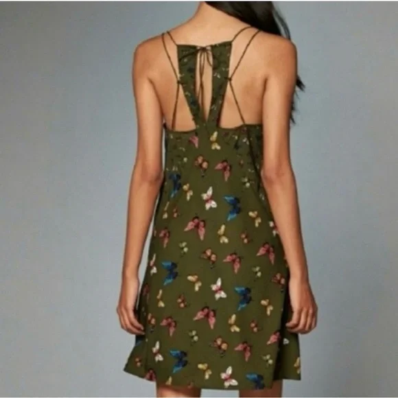 Abercrombie & Fitch Olive Butterfly Mini Dress Size Small - Picture 11 of 12